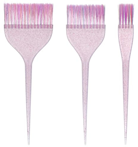 Glitter Hair Dye Brush Set - 3Pcs Professional Hair Dye Brush Color Brushes for Stylist Soft Bristles for Home DIY Dyeing Salon Hairdresser (3 Sizes)