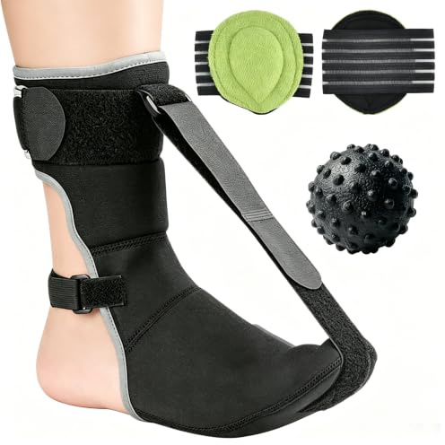 Dengthrive Set 3 in 1 per fascite plantare, calze notturne con cuscinetti per arco plantare e palla da massaggio, per alleviare il dolore ai piedi