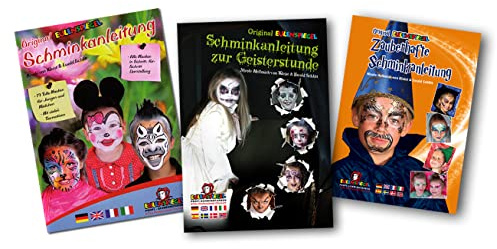 3 Stück Eulenspiegel Schminkhefte Kinderschminken A5 Schminkvorlagen Schminken Fasching Halloween Vorlagen Buch