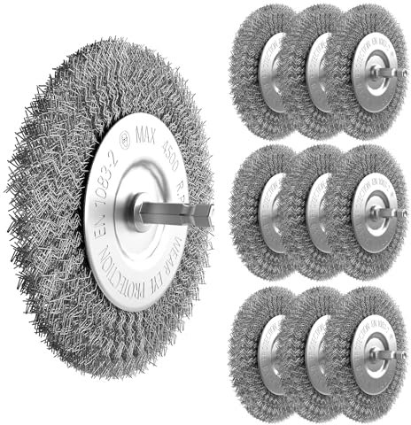 10er Set Fugenbürste für Elektrische Fugenbürste Grizzly Tools EFB 400 Metall / Draht / runde Drahtbürste / Metallbürste