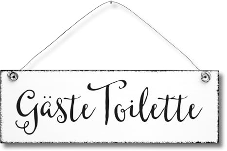 Gäste Toilette - WC Dekoschild Türschild Wandschild aus Holz 10x30cm - Holzdeko Holzbild Deko Schild