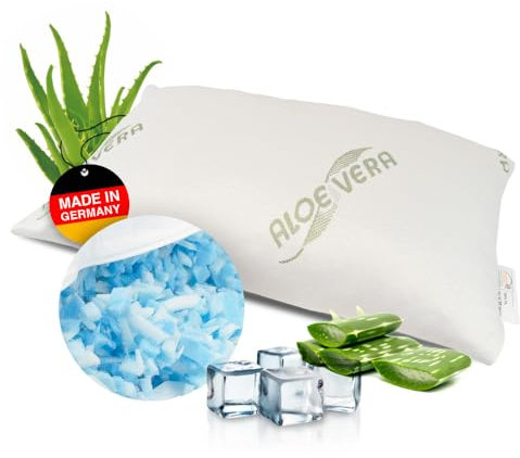 MaxxGoods orthopädisches kühlendes Nackenstützkissen mit Gel-Schaum-Sticks & Aloe Vera Kissenbezug - Kühlkissen mit Soft Schaum - kühlendes Kopfkissen Bauch Rücken & Seitenschläfer (70x42cm)