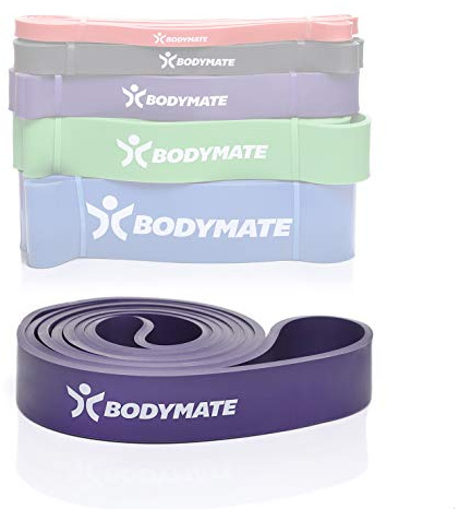 BODYMATE Fitnessband 208 cm, elastiskt motståndsband gjort av naturlig latex, tränar styrka, uthållighet, koordination, flexibilitet och mycket mer, för nybörjare och proffs