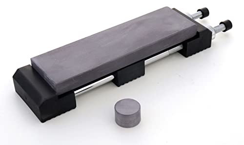 Schleifstein Belgischer Brocken blau 200x60 mm mit Anreibestein und Top-Schleifsteinhalter