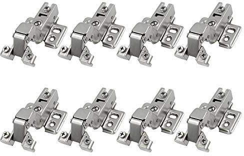 LOOTICH 95 Grad Innenanschlag Scharnier für Aluminiumrahmentüren mit Soft Close Hydraulisch Dämpfer Automatikscharniere Scharniere für Aluminiumrahmen Schranktür Küchenschrank 8 Stück