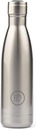 Cool Bottles - Trinkflasche aus Edelstahl - 350 ml - Metallic Silver - 25,10 x 8 cm -Thermische Kaltgetränke 36 Stunden und Heißgetränke 18 Stunden - Triple-Cool Technology - BPAFrei