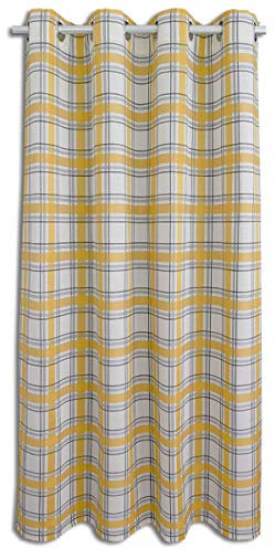 Landhaus-Vorhang Ösenschal Hetty gelb-weiß kariert | Dekoschal aus hochwertigem Webstoff 8 Ösen | Übergardine für Küche, Esszimmer, Gästewohnung, Kaminzimmer Höhe x Breite 245 x 130 cm