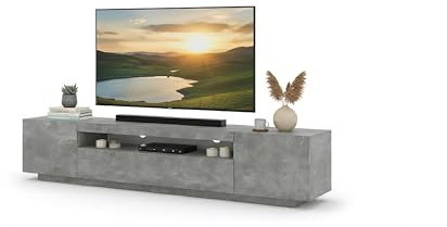 BIM Furniture Lowboard TV 78.74 x 14.57 x 16.54 Inches – Wall Cabinet with Cable Management – TV Cabinet Hanging AURA for Living Room – Universal Modern Design (Concrete without LED)