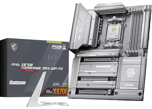 MSI MAG X870E Tomahawk MAX WiFi PZ Mainboard, ATX - Unterstützt AMD Ryzen 9000/8000 / 7000 Prozessoren, AM5 - DDR5 Memory Boost 8400+ MT/s (OC), PCIe 5.0 x16, M.2 Gen5, Wi-Fi 7, 5G LAN
