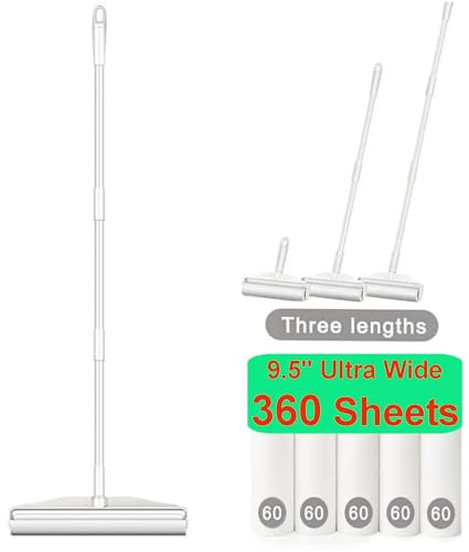 RIKMSS Lint Rollers Large, Floor Carpet Cleaner Lint Rollers for Pet Hair Extra Sticky, Pet Hair Remover, Cat & Dog Hair Remover, Lint Remover for Sofa Carpet with 4 Refills