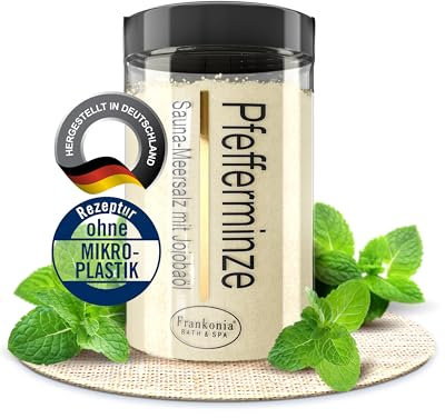 Frankonia BATH & SPA Sauna Salz Peeling Pfefferminze – 400 g Meersalz-Körperpeeling mit Jojobaöl & Vitamin E – Dusch- & Body Scrub für alle Hauttypen – Vegan & ohne Parabene – ohne Microplastik