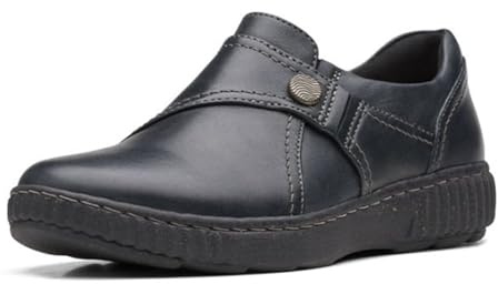 Clarks Mocasín Caroline Pearl para Mujer, Cuero Negro, 39.5 EU