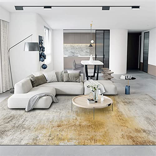 RUGMRZ Kuschel Teppich Auslegware Kinderzimmer Grau-gelber einfacher Wohnzimmer Rechteck Dekoration weiche Schalldämmung 160X230CM Terrasse Deko Designer