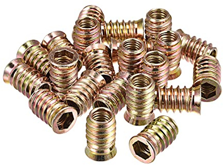 uxcell M10x25mm Threaded Inserts for Wood Hex Socket Drive Furniture Screw-in Nut 64pcs