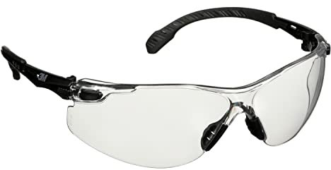 3M Solus Serie 1000 Gafas de Seguridad, S1501SGAF, Patillas Negras, Revestimiento Antivaho Scotchgard, Lente Transparente AF-AS