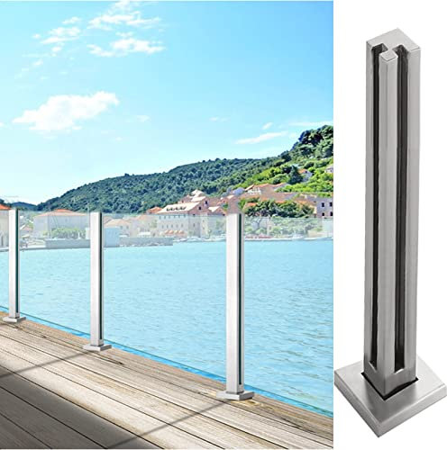 MLYYJH Garde Corps Verre Poteau Escalier INOX Extérieur/Balcon Poteau de clôture en Verre Acier Inoxydable - Sol À Toute épreuve Pince de Balustrade carrée, Étanche Résistance à la Corrosion