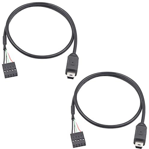 Duttek Mini USB to USB Header Dupont Cable, Mini USB Male to 9 Pin Female USB Header PCB Motherboard Dupont USB Extension Connector Cable 50CM/1.64FT (2-Pack)