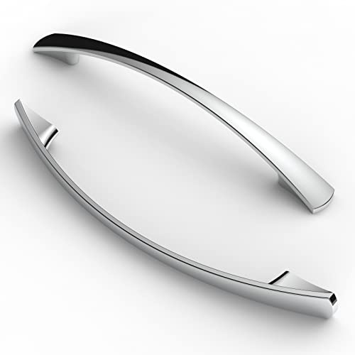 FURNIWARE 10 Pack Chrome Cabinet Pulls, 128mm(5 Inch) Hole Center, A03 | Zinc Alloy Drawer Handles for Modern Kitchen Cupboards, Chest of Drawers, Bathroom Vanities, Wardrobe Doors, DIY Projects