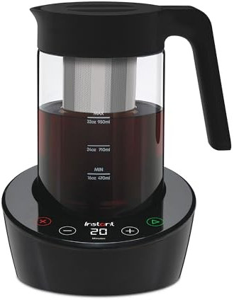 Instant Cold Brewer Coffee and Iced Tea Maker Digital One Touch Cold Cold Coffee Machine, Ready in 5 minutes: Perfect for Cold Brew Coffee, Iced Tea, Chai Lattes, Bubble Tea - 950ml Glass Pitcher