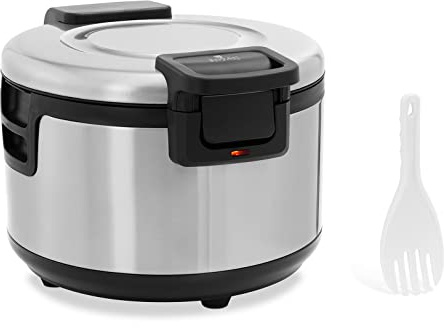 Royal Catering RCRK-1S Chauffe riz 19 L, 110 W, Revêtement antiadhésif, Récipient de Ø 380 mm, avec cuillère à riz Riz chauffé