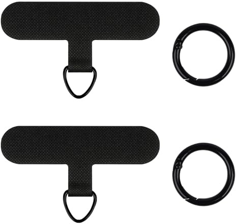 flintronic Mobiltelefonband, 2 st snodddynor med metallring, universellt handledsband Lasso, telefonfodral med ankarrem, fästflikar, kompatibel med de flesta smartphones, svart och grå