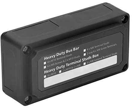 Bloc de Distribution D'énergie de Barre Omnibus 300A DC 48V M8 Goujons de Borne Bloc de Jonction de Batterie pour Bateau de RV de Véhicule de Voiture (Noir)