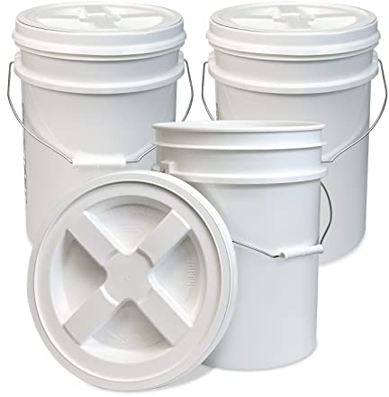 ePackageSupply 5 Gallon White Bucket with White Gamma Seal Screw on Airtight Lid | Made in USA | Food Grade | Heavy-Duty HPDE Plastic | Durable 90 Mil Pail | Easy Stack and Store | BPA Free (3 Count)