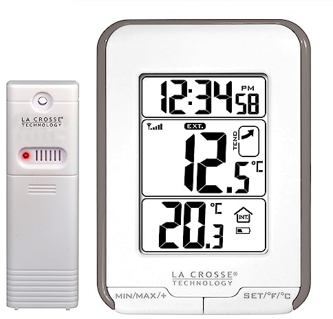 La Crosse Technology WS6810 Station de températures intérieure/extérieure -Blanc et Taupe