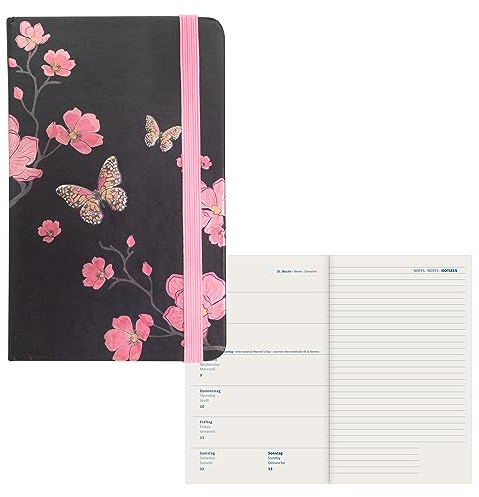 Idena 11063 - Terminkalender 2024, 90 x 140 mm, Flowers, 176 Seiten, 1 Woche auf 1 Seite, Agenda, Wochenplaner
