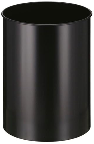 PROREGAL Stillvoller runder Metall Papierkorb | 30 Liter, HxØ 47x33,5cm | Schwarz