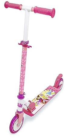 Smoby- Patinete Princesas Disney de 2 Ruedas- Patinete Metálico con Freno y Mecanismo Plegable, Manillar Ajustable en Altura, + 5 años (7600750376)