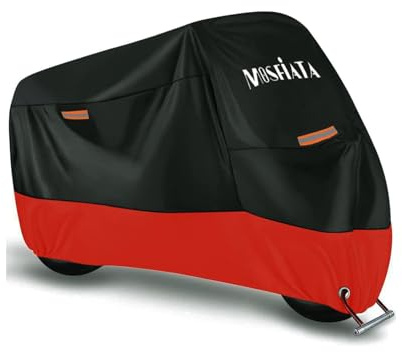 MOSFiATA Waterproof Motorcycle Cover,Motorbike Cover 210D Thickned Oxford Cloth with Lock Holes,Motorbike Cover Waterproof for Honda, Yamaha, Suzuki, Kawasaki 104.4 * 41.34 * 49.21 inch XXXL