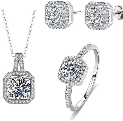 3 Pièces Parure collier et boucles d'oreilles, Parure Mariage Mariée pour Femme Cristal Mariée Collier Vintage Strass Boucle d'oreille Bague Ensemble Mariage Fiançailles Mariée Demoiselle