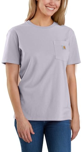 Carhartt, Damen-T-Shirt, lockere Passform, schwer, kurzärmelig, K87 Pocket, Lilac Haze, XL