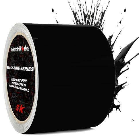 1A Style Sticker Blackline-Serie Zierleisten Folie zum Folieren von Auto Chromleisten Frontgrill 10M Selbstklebend (Schwarz Matt, 70mm)