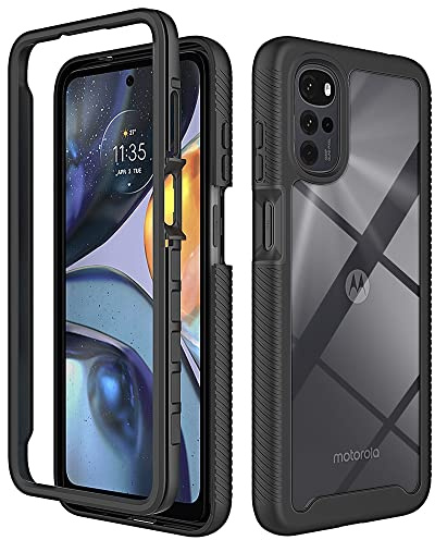 XINNI Funda para Motorola Moto G22 Antichoques 360 Grados con Protector Pantalla Integrado Robusto Doble Cara Bumper Transparente Case Completa Carcasa, Negro