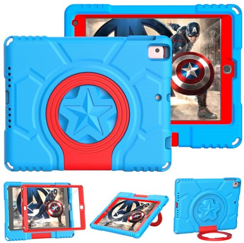 TrendGate iPad 9,7 Hülle für Kinder - 6./5. Generation 2018/2017 - Blau | Leichte, stoßfeste, Sturzsicher, EVA, Mit Integriertem Displayschutz, Zwei Winkeln Griffständer, für iPad Air/Air 2/Pro 9.7