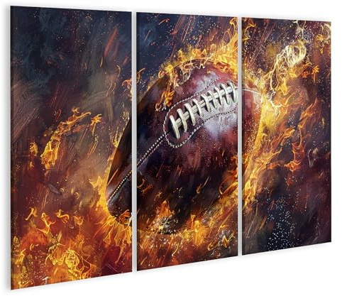 islandburner Bild auf Leinwand Nahaufnahme von American Football in Flammen, digital gemalt, umgeben erzeugt Bilder Wandbilder Poster