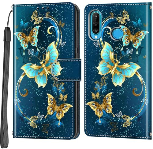 Funda para Huawei P30 Lite/Nova 4e, con Ranura para Tarjeta Magnético Cuero Flip Carcasa Fundas Móvil de Tapa Libro Funda Compatible Huawei P30 Lite/Nova 4e