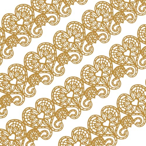 5tlg Große gebrauchsfertige Spitze Tortenband Spitzendekor essbar Liebe Herz gold