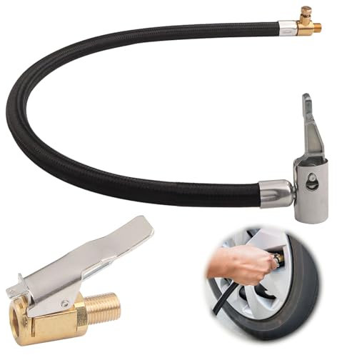 Ventilverlängerung Set 50cm Reifenfüller Schlauch mit 8mm Autoventil Hebelstecker Air Chuck Reifenfüllschlauch Autoventil Adapter Universal Reifenfüller Schlauchadapter für Auto Fahrrad Motorrad