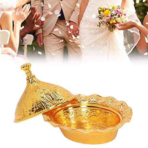 lvifloae Bol à Bonbons Enduit, Sucrier Doré Rétro Exquis en Alliage de Zinc Vintage Sucrier avec Couvercle pour la Décoration de Mariage de Fête à la Maison