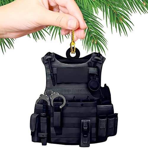 Weihnachtsanhänger, Polizei-Feuerwehrmann-Ausrüstung, Dekoration, Landhaus-Baumdekoration mit Seilen Zum Aufhängen, Größe 9 X 9 cm, Beidseitig Bedruckt