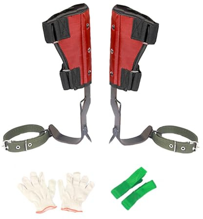 Baumklettersteigeisen – Harte Stahlbäume Spikes, rutschfeste Forststeigeisen | Baumkletterausrüstung Artefakt Kit mit Handschuhen Baumklettern Baumpfleger Hilfsmittel Werkzeug für Baumarbeit