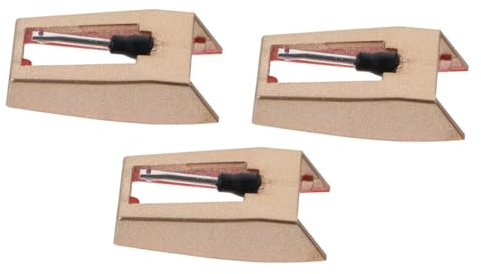 Goldene Ersatznadeln für Vinyl Plattenspieler, 3 Stück aus Aluminium | Rote Edelsteinspitze, Kunststoffgehäuse, Kompatibel mit Schallplatten Spielern und Plattenspieler Wechsel