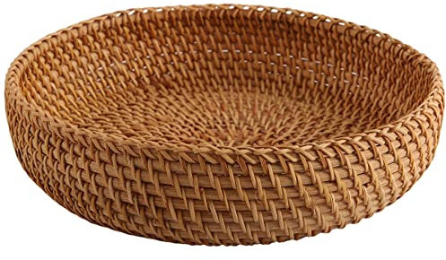 ZXDZMM Cestino portaoggetti Rotondo in Rattan Intrecciato Autunnale Fatto a Mano, portafrutta, Cestino per Il Pane in Rattan per Cucina, Cibo, Picnic, Mini Contenitore per Il Pane