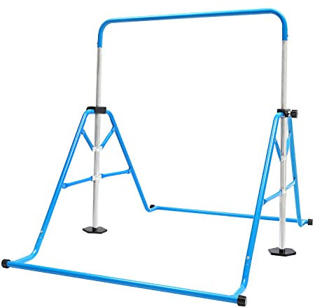 soudesileim Barre de gymnastique pliable - 148 x 155 cm - Réglable en hauteur pour l'intérieur et l'extérieur - Capacité de charge de 70 à 140 cm - Bleu