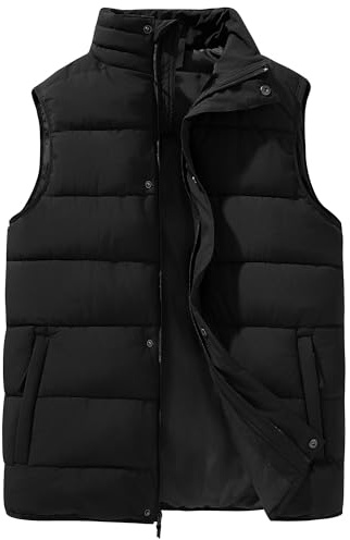 33,000ft Herren Steppweste Winterweste Warme Sportwesten für Männer Outdoor Weste Wasserbeständige Pufferweste mit 4 Taschen für Golf Wandern Reiten Freizeit Schwarz M