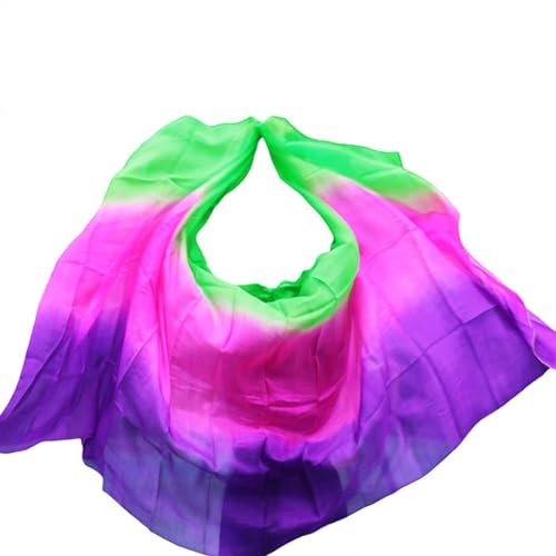 JTKSSCS Bauchtanz-Schleier Seidenschleier, handgefertigt, gefärbt, chinesischer echter Seidenschleier, Schal, Schal, Kostüme, Zubehör, Bauchtanzschleier.(Color 14-dz,XXL- 400X114cm)