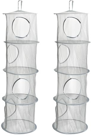Anseom 2 Piezas Red de Almacenamiento Colgante, Colgante de Malla de Organizador Plegable de 4 Niveles, Cesta de Malla Colgante para Juguetes Ropa Pequeña Habitación de Niños